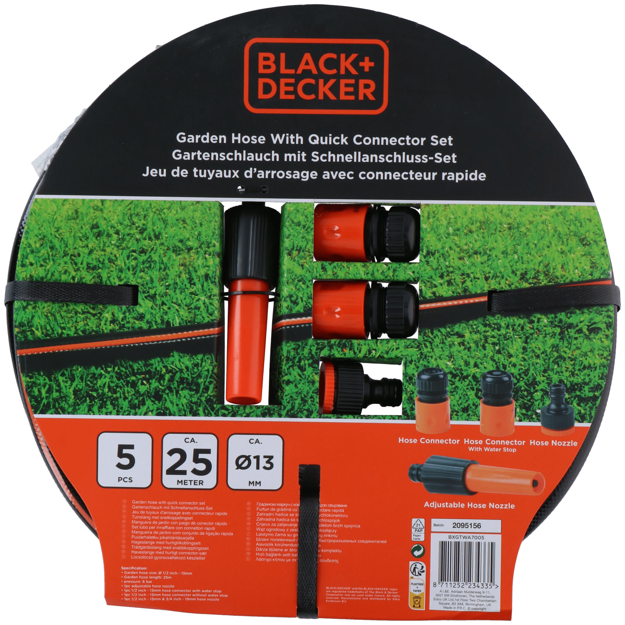 Black Decker Garden Hose 5 Piece Set 12mm x 25m