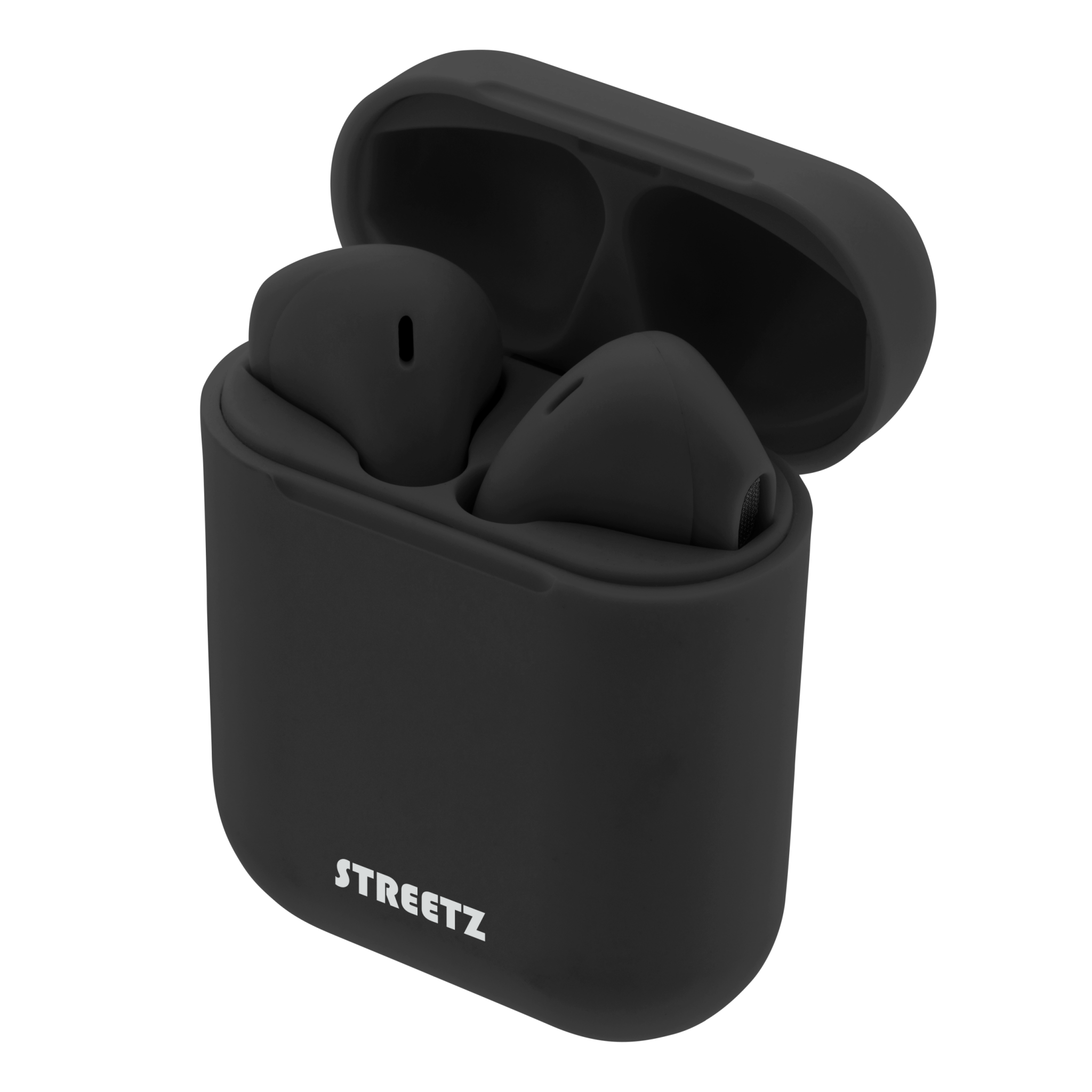 Streetz True Wireless Stereo Earbuds with Charging Case Black