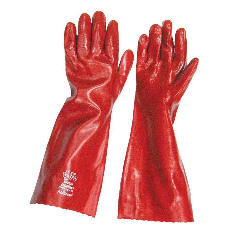 Safeline 18 Pvc Gloves Red Gauntlets (Pv91 - 45) - GLOVES - Beattys of Loughrea