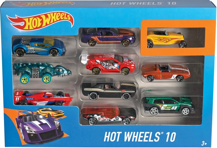 Hot Wheels 10 Car Giftpack - CARS/GARAGE/TRAINS - Beattys of Loughrea