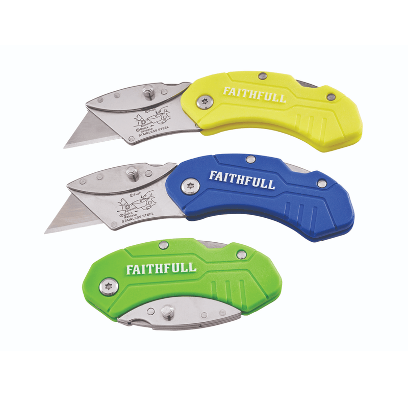 Faithfull Hi - Vis Folding Utility Knife - KNIVES / PENKNIFES - Beattys of Loughrea