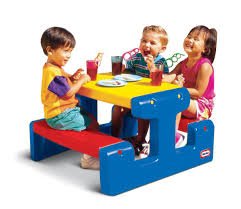 Little Tikes Junior Picnic Table Primary Colours - SWINGS/SLIDE OUTDOOR GAMES - Beattys of Loughrea