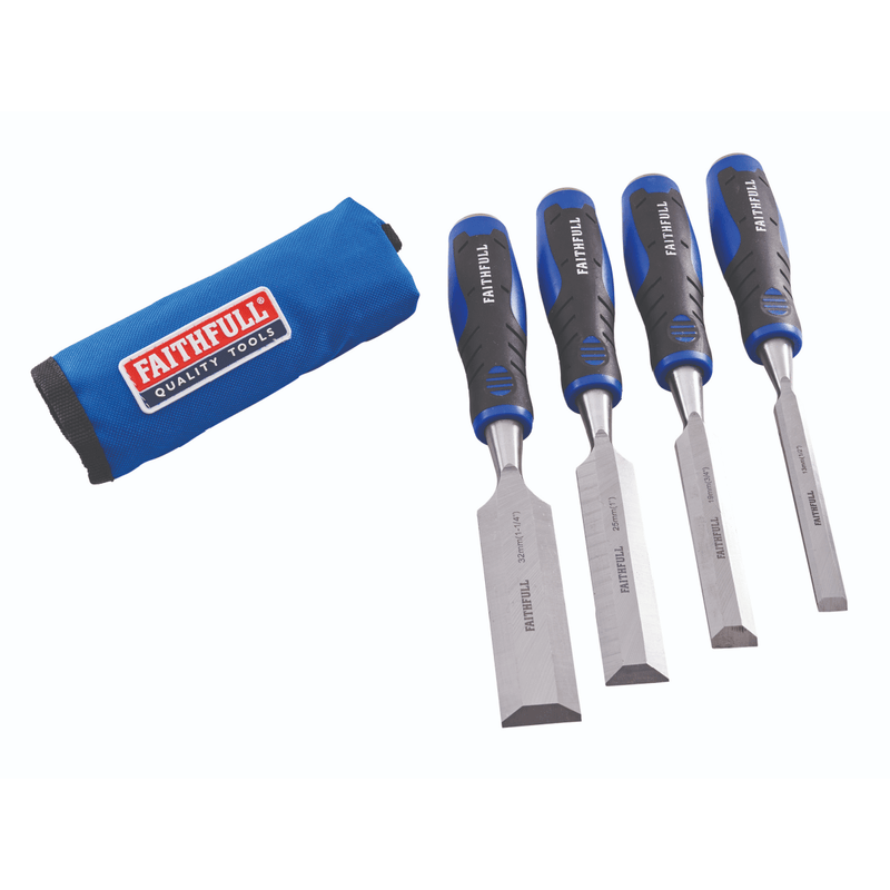 Faithfull 4 Piece Chisel Set in Roll - WOOD/COLD CHISELS - Beattys of Loughrea