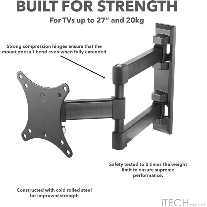 iTech Full Motion Double Arm Bracket for 13"-27" TVs - LCD33B