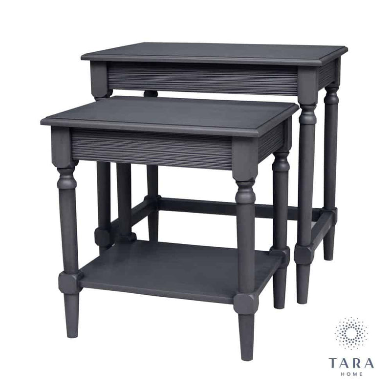 Brooklyn Set of 2 Charcoal Grey Nesting Tables - OCCASIONAL FURNITURE - Beattys of Loughrea