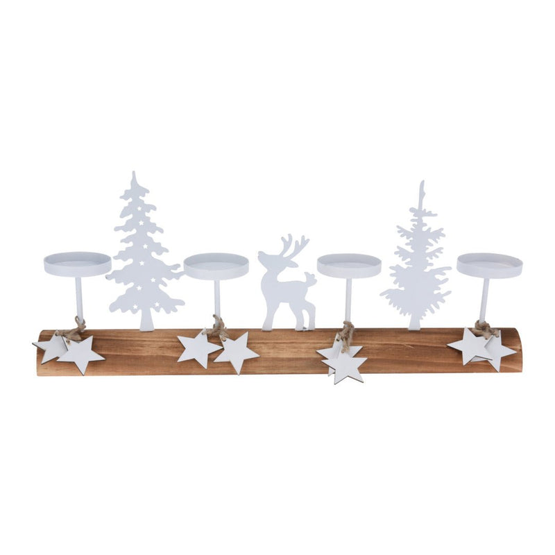 Wooden Christmas Centerpiece with 4 Tealight Holders - XMAS DECORATIONS - Beattys of Loughrea