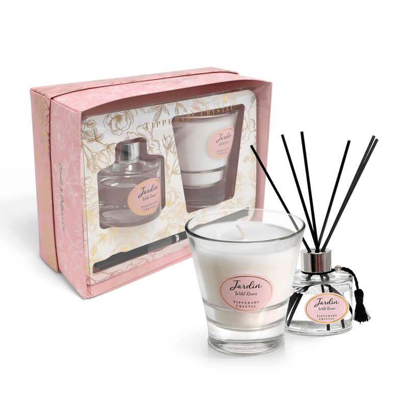 TIPPERARY CRYSTAL Jardin Wild Roses Candle & Diffuser Set - CANDLES - Beattys of Loughrea