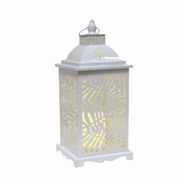 White Leaf LED Lantern 34cm - TABLE/BEDSIDE LAMPS - Beattys of Loughrea