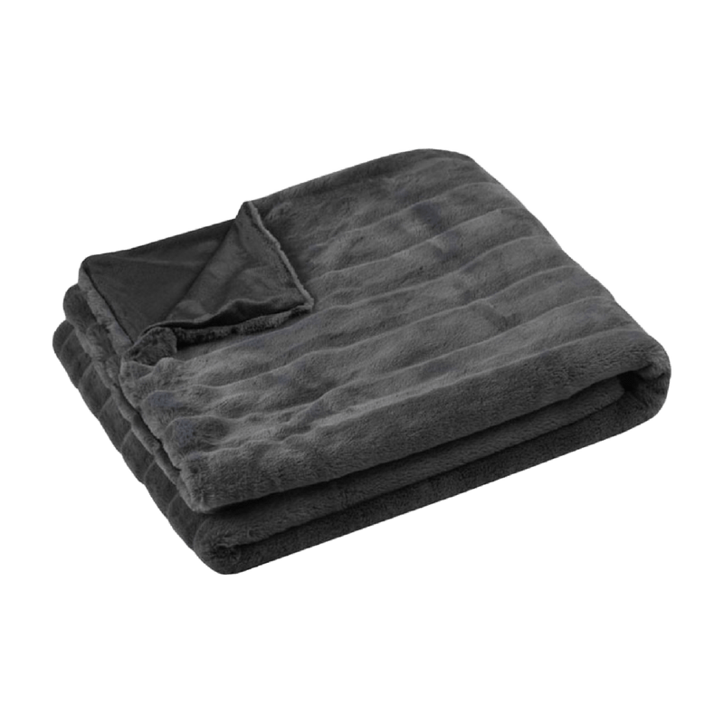 Dark Grey Fluffy Blanket 130 x 160cm - THROWS/BLANKETS - Beattys of Loughrea