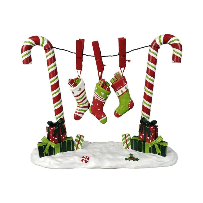 Candy Cane Stocking Line - 25H x 32Wcm - XMAS LIGHTED OUTDOOR DECOS - Beattys of Loughrea