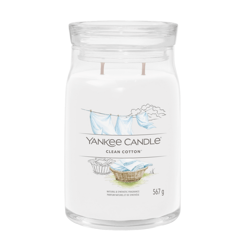 Clean Cotton Signature Large Jar Yankee Candle 567g - CANDLES - Beattys of Loughrea