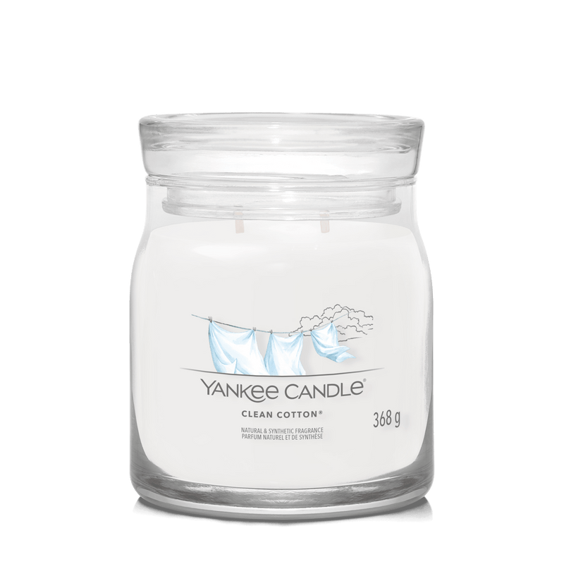 Clean Cotton Signature Medium Jar Yankee Candle 368g - CANDLES - Beattys of Loughrea