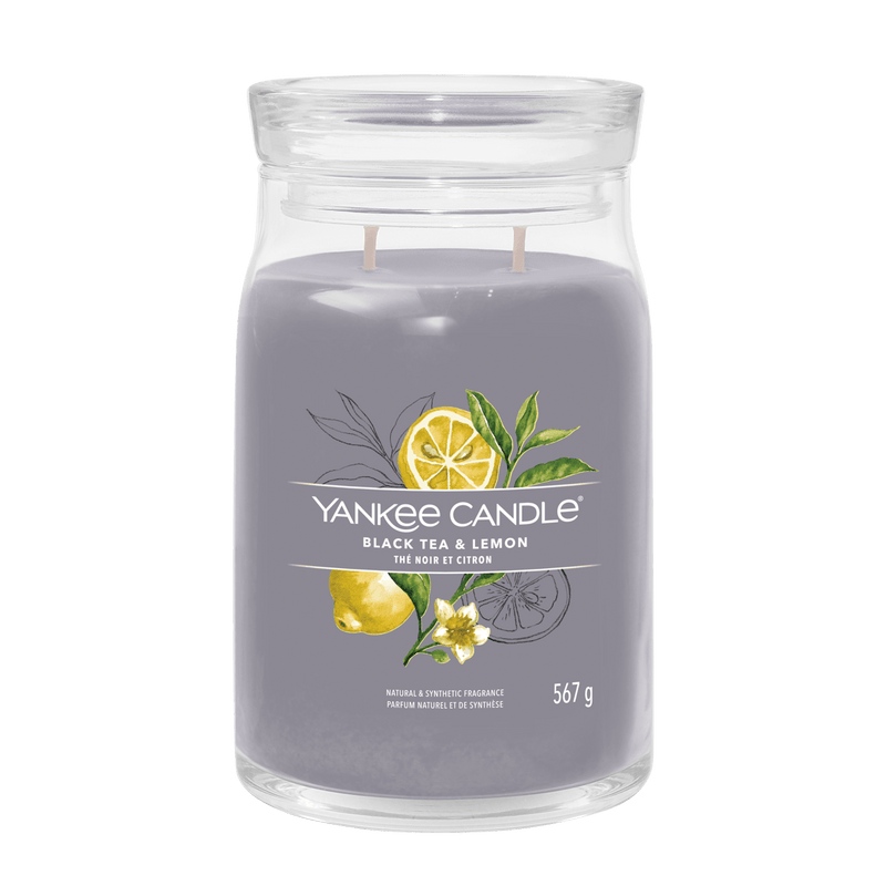 Black Tea & Lemon Signature Large Jar Yankee Candle 567g - CANDLES - Beattys of Loughrea