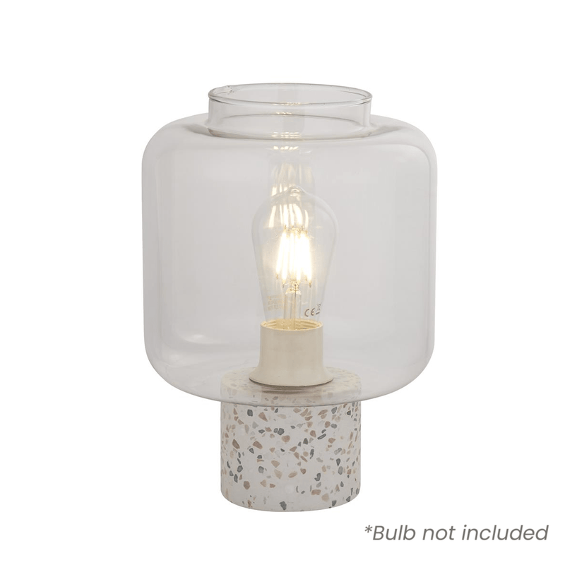 Vessel Table Lamp – Terrazzo Base & Glass Shade - TABLE/BEDSIDE LAMPS - Beattys of Loughrea