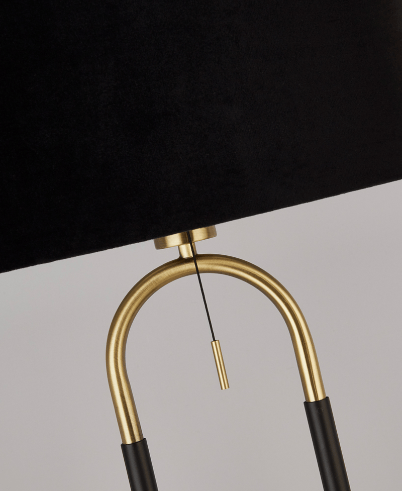 Jazz Table Lamp Black & Satin Brass with Black Velvet Shade - TABLE/BEDSIDE LAMPS - Beattys of Loughrea