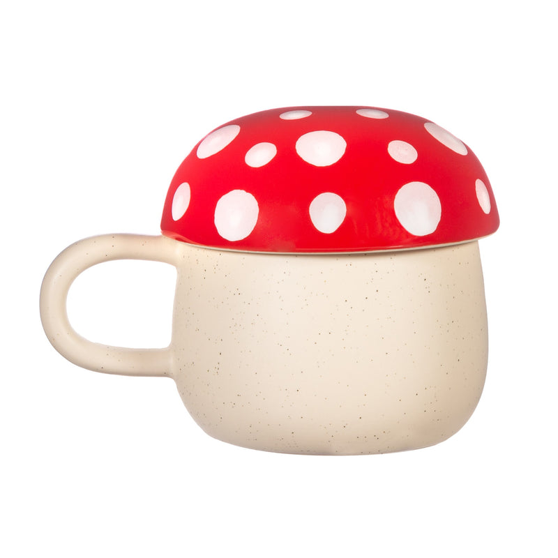 Red Mushroom Mug With Lid - MUG SETS - Beattys of Loughrea