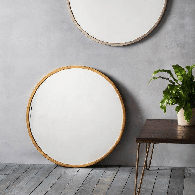 Higgins Round Mirror Antique Gold 80 x 80cm - WALL MIRRORS - Beattys of Loughrea