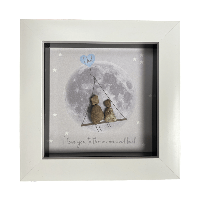 Mini Pebble Art Dad, I love you to the Moon and Back - White - PICTURES, PAINTINGS - Beattys of Loughrea