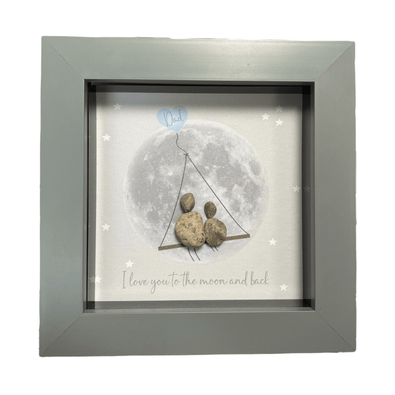 Mini Pebble Art Dad, I love you to the Moon and Back - Grey - PICTURES, PAINTINGS - Beattys of Loughrea