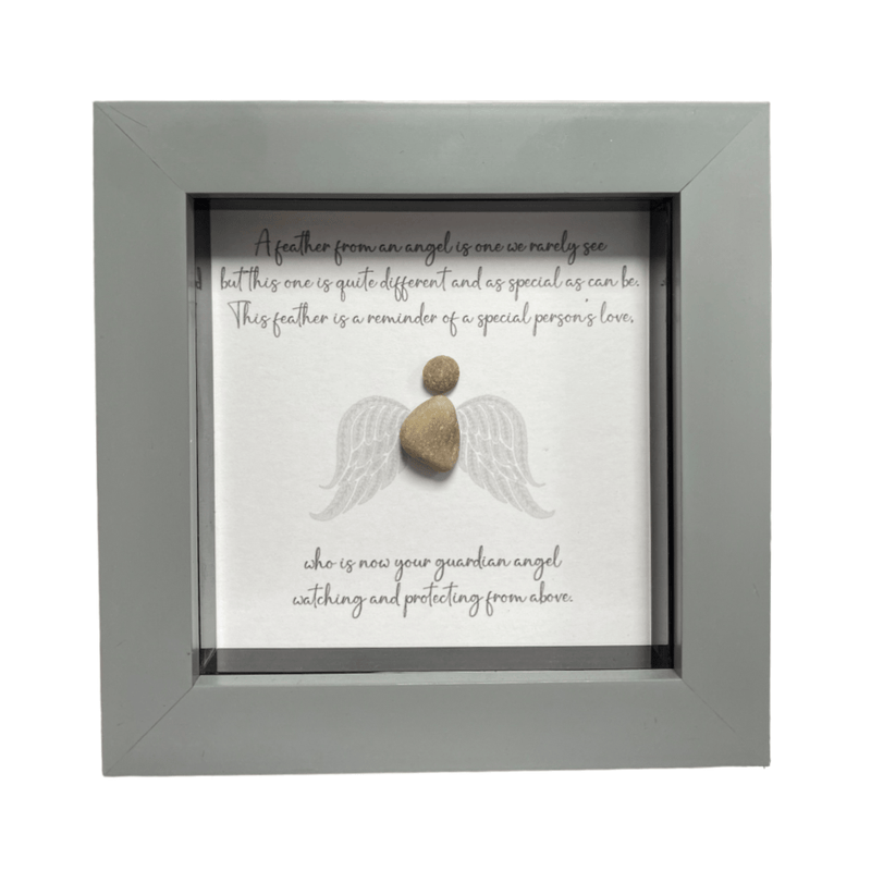 Mini Pebble Art A Feather from an Angel Poem - Grey - PICTURES, PAINTINGS - Beattys of Loughrea