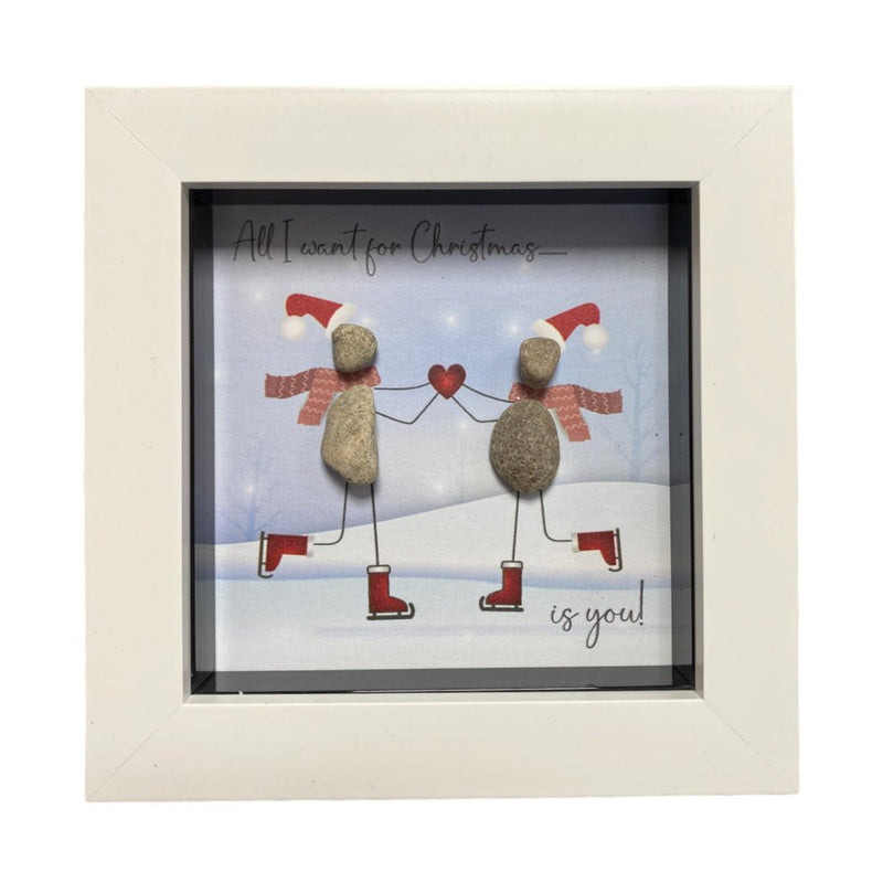 Mini Pebble Art All I want for Christmas... is you! - White - PICTURES, PAINTINGS - Beattys of Loughrea