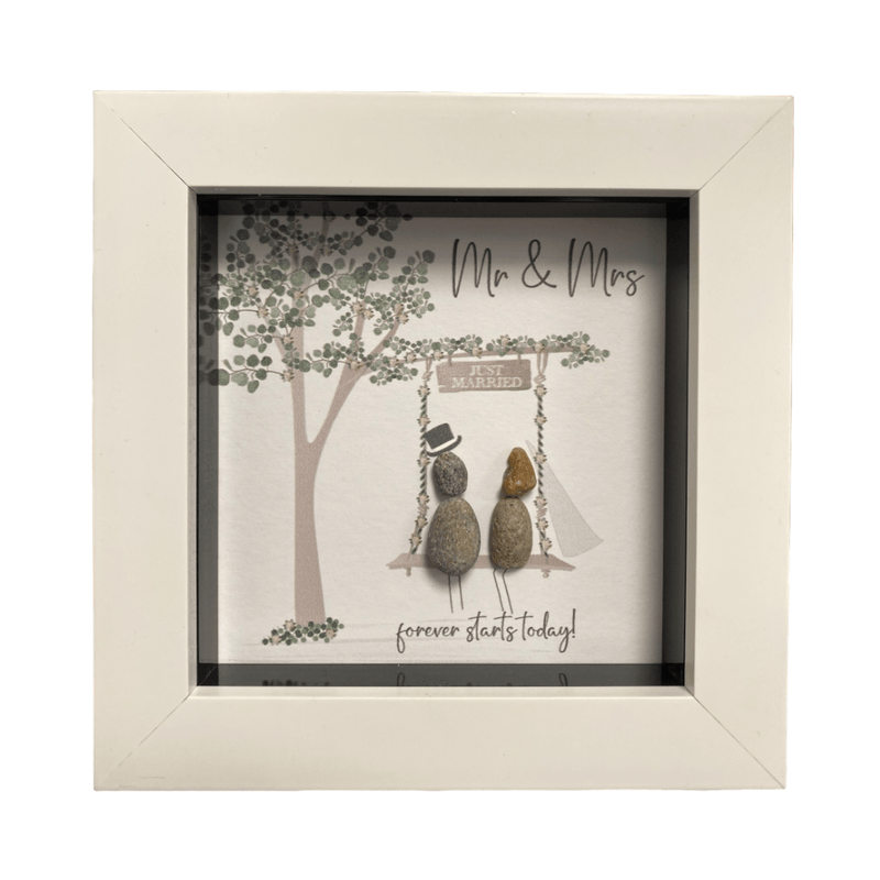 Mini Pebble Art Mr & Mrs, Forever Starts Today - Grey - PICTURES, PAINTINGS - Beattys of Loughrea