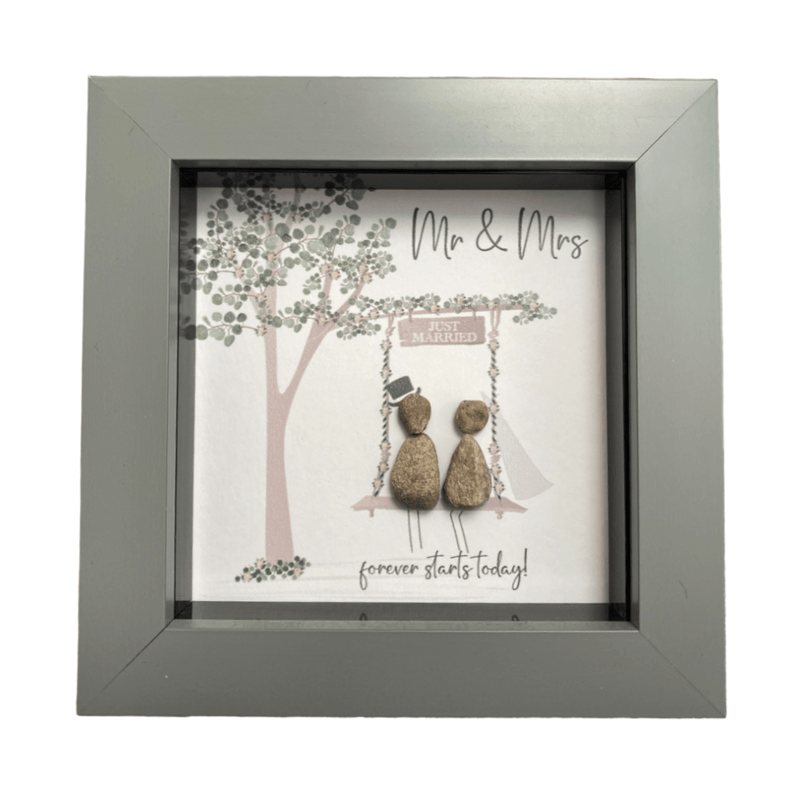 Mini Pebble Art Mr & Mrs, Forever Starts Today - Grey - PICTURES, PAINTINGS - Beattys of Loughrea