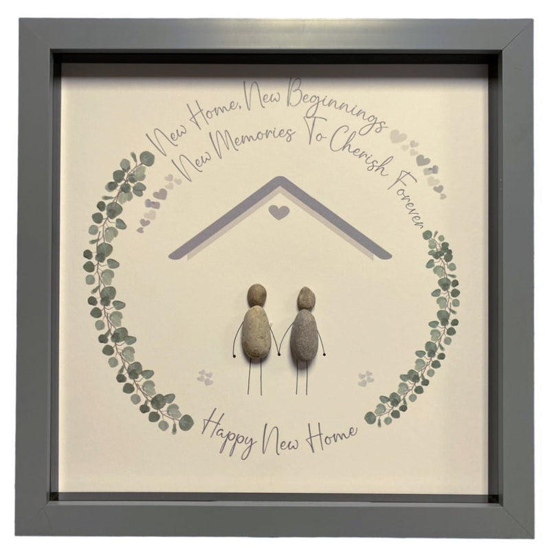 Large Pebble Art New Home, New Beginnings - Grey - ORNAMENTS - Beattys of Loughrea