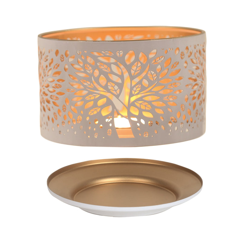 Shade and Tray Metal Silhouette - White Tree of Life 15cm