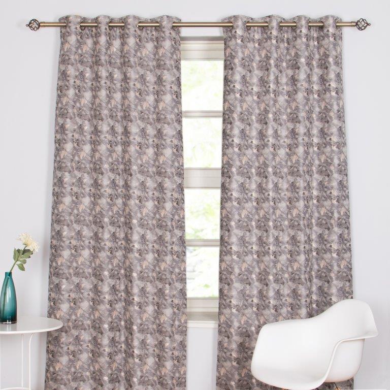 Festival 90" x 90” Lined Eyelet Curtains Grey/Blush - CURTAINS - READY MADE - Beattys of Loughrea