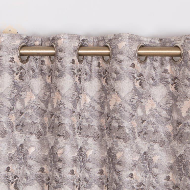 Festival 90" x 90” Lined Eyelet Curtains Grey/Blush - CURTAINS - READY MADE - Beattys of Loughrea