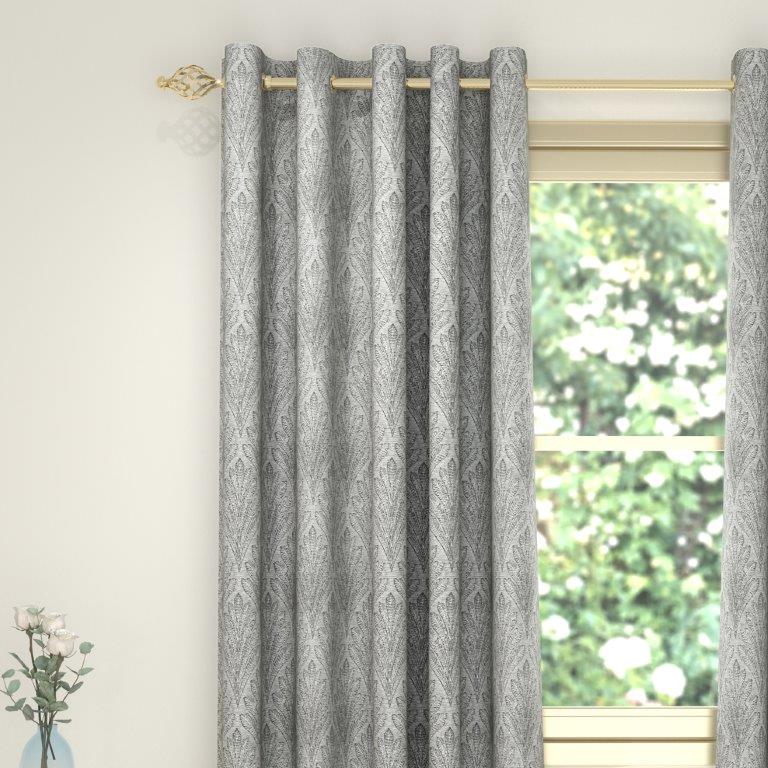 Fleur des Lys 90" x 72” Lined Eyelet Curtains Natural - CURTAINS - READY MADE - Beattys of Loughrea