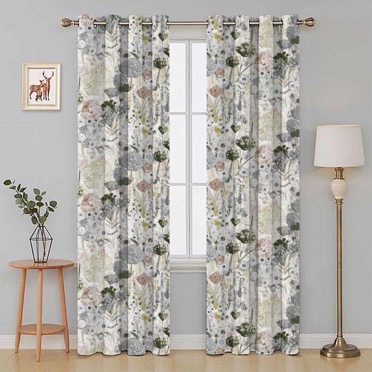 Wildflowers 90"x 90" Lined Eyelet Curtains Natural - CURTAINS - READY MADE - Beattys of Loughrea