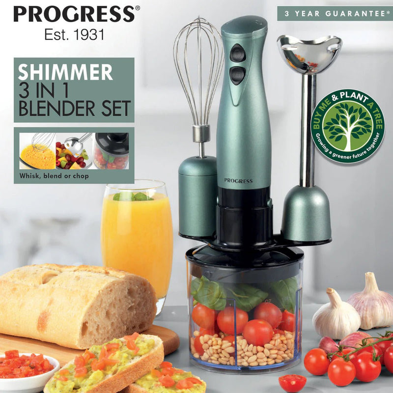 Progress Shimmer 3 In 1 350W Stick Blender Set EK2827PSHIMGRNWK - HAND BLENDERS CHOPPERS - Beattys of Loughrea