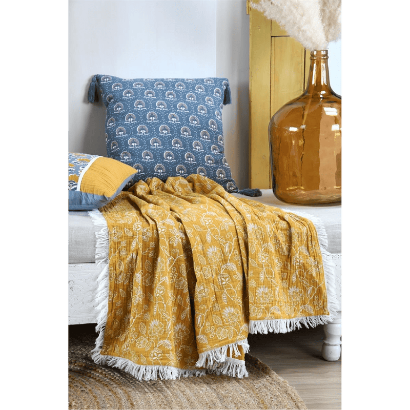 Sunda Mustard Throw 125 x 150cm - THROWS/BLANKETS - Beattys of Loughrea