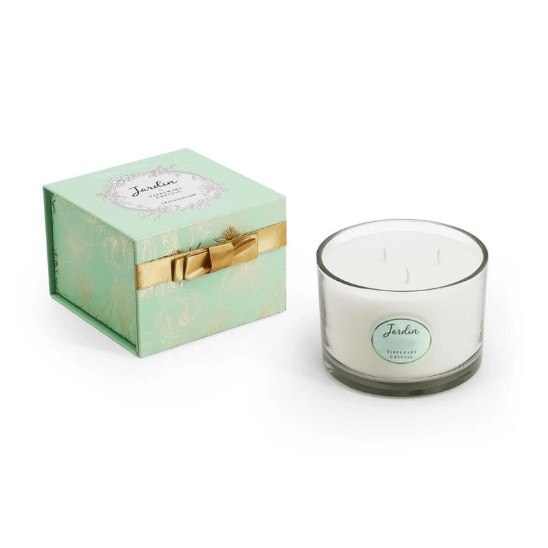 TIPPERARY CRYSTAL Jardin Collection 3 Wick Candle - White Jasmin - CANDLES - Beattys of Loughrea