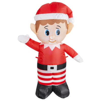 Light Up Inflatable Elf 120cm - XMAS ROOM DECORATION LARGE AND LIGHT UP - Beattys of Loughrea