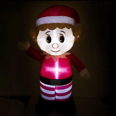 Light Up Inflatable Elf 120cm - XMAS ROOM DECORATION LARGE AND LIGHT UP - Beattys of Loughrea