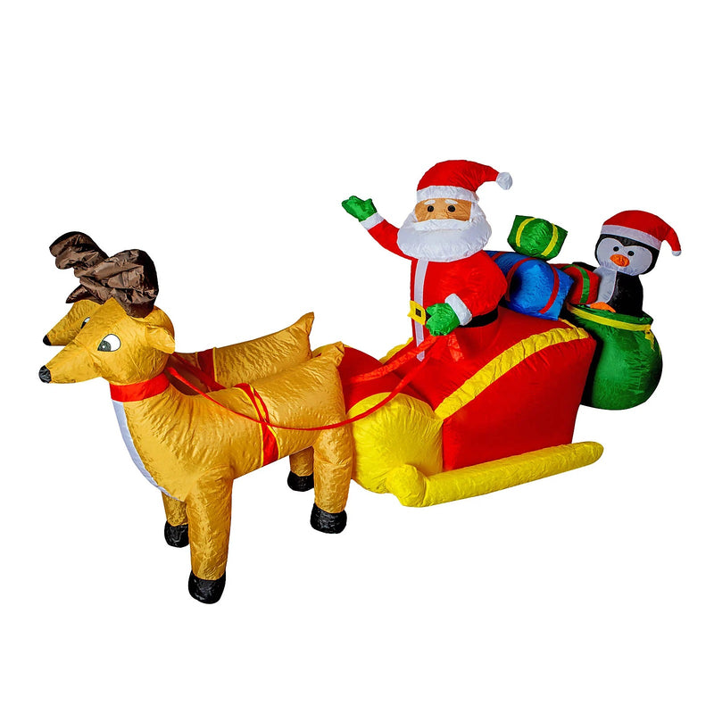 Inflatable Santa on Sleigh with Penguin 2.7m