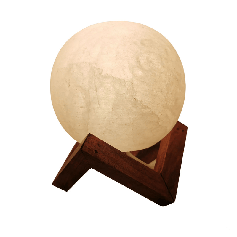 Heaven Spring Sphere White Salt Lamp on Wooden Base - TABLE/BEDSIDE LAMPS - Beattys of Loughrea