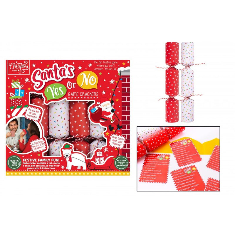 Santas Yes Or No Game Christmas Crackers – 6 Pack - XMAS ACCESSORIES - Beattys of Loughrea