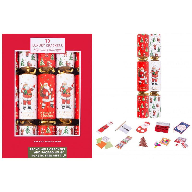 Harvey & Mason Set of 10 Luxury Santa 14" Crackers - XMAS ACCESSORIES - Beattys of Loughrea