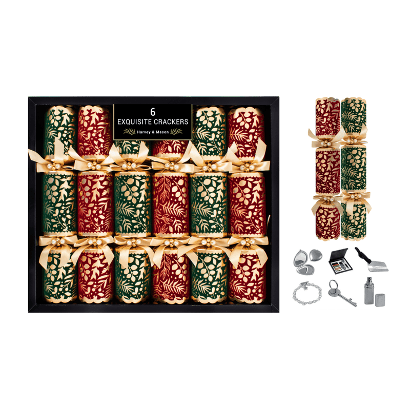 Harvey & Mason Set of 6 Exquisite Flock 13.5" Crackers - XMAS ACCESSORIES - Beattys of Loughrea