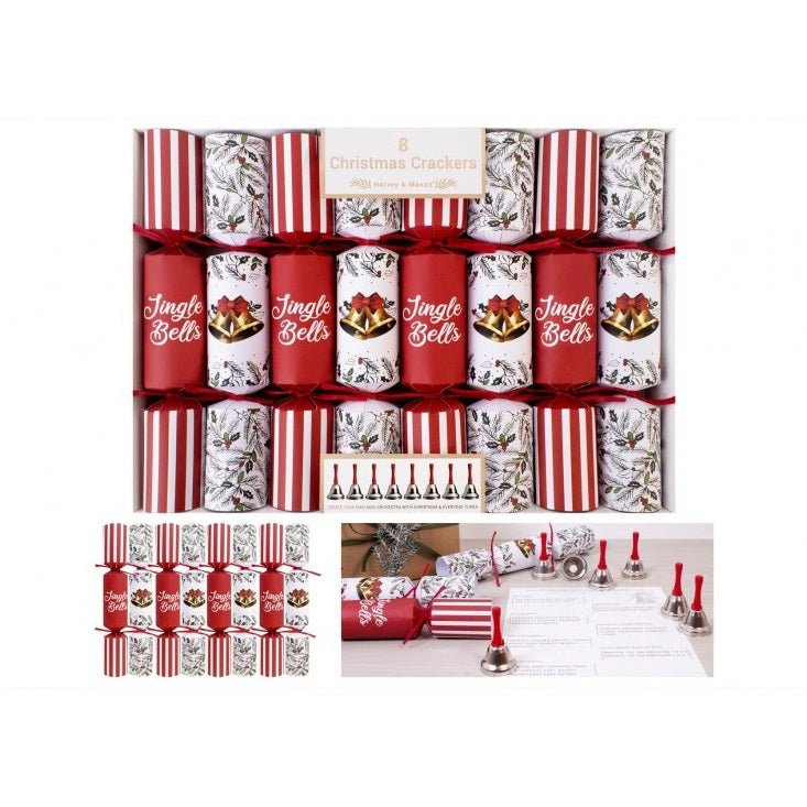 Harvey & Mason Set of 8 Jingle Bells 12" Crackers - XMAS ACCESSORIES - Beattys of Loughrea