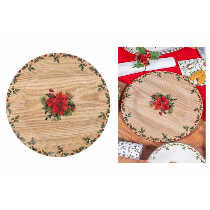 Christmas Holly Charger Plate Plastic - GENERAL LOOSE WARE - Beattys of Loughrea