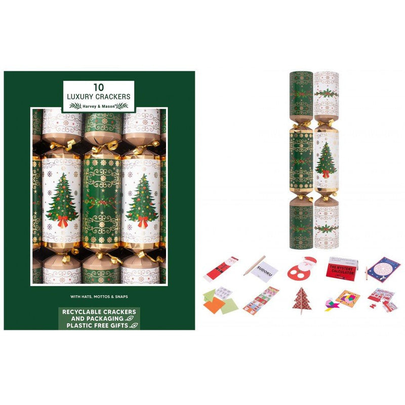 Harvey & Mason Box of 10 Luxury Tree & Wreath 14" Crackers - XMAS ACCESSORIES - Beattys of Loughrea