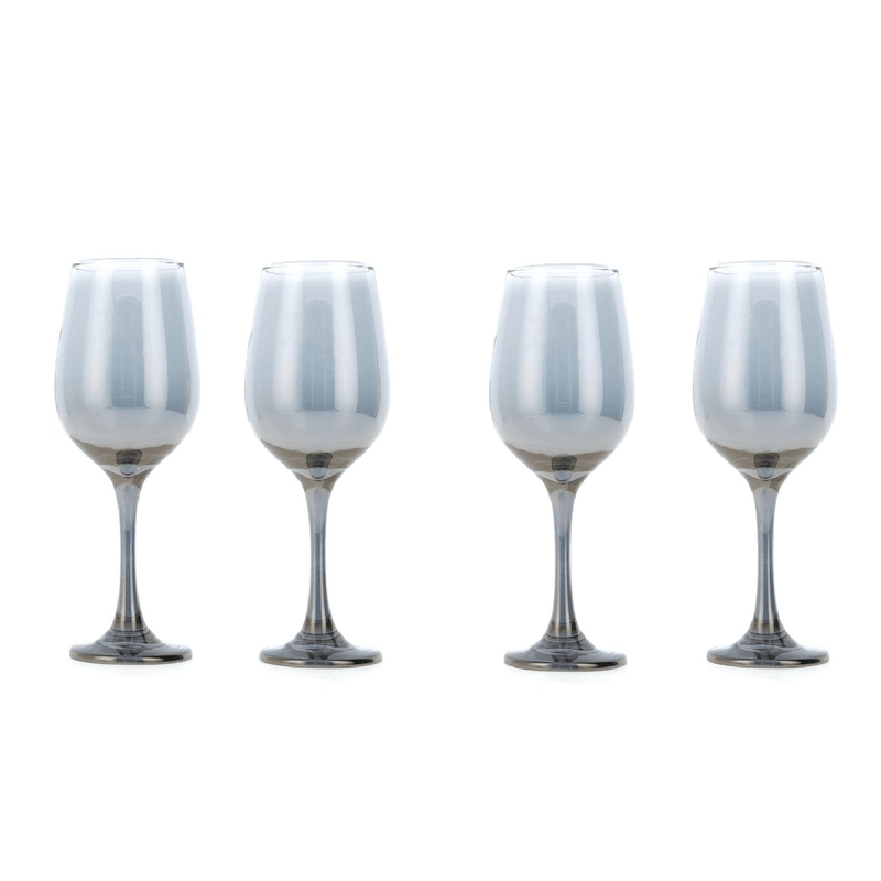 Newgrange Living Set of 4 Grey Lustre Wine Glasses - DRINKING GLASSES - Beattys of Loughrea