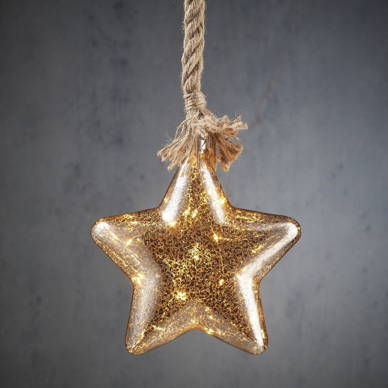 Star on Rope Christmas Lighting with 15 LED Lights - H100 x Ø20 cm - XMAS ROOM DECORATION LARGE AND LIGHT UP - Beattys of Loughrea