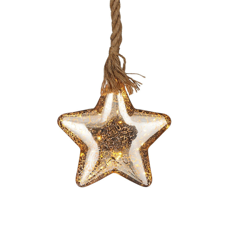 Star on Rope Christmas Lighting with 15 LED Lights - H100 x Ø20 cm - XMAS ROOM DECORATION LARGE AND LIGHT UP - Beattys of Loughrea