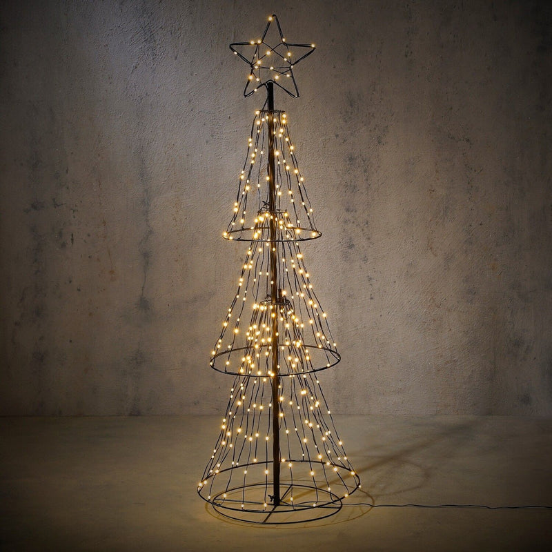 Christmas Tree Black Warm White Connectable IP44 310 LED 8FC timer 150cm (5ft) - XMAS TREE PRELIT & POPUP - Beattys of Loughrea